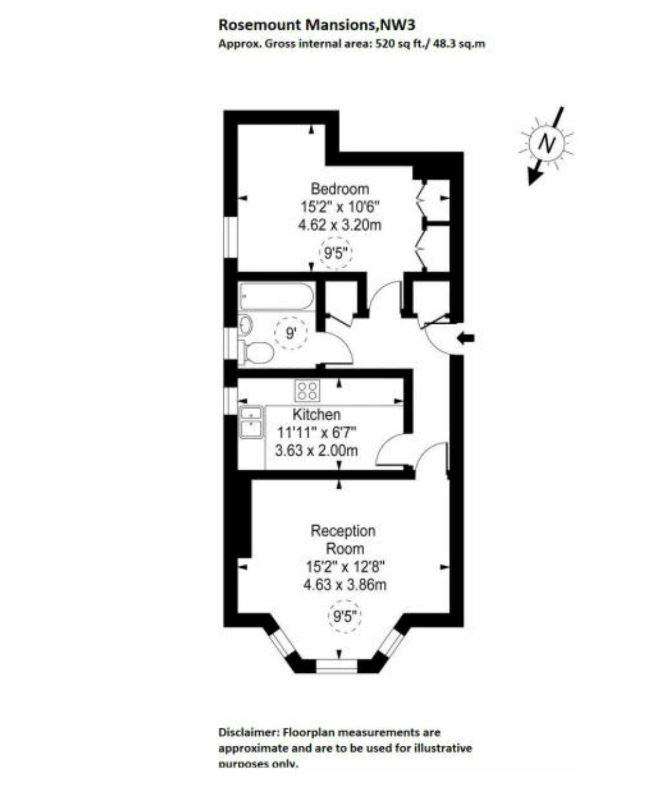 1 bedroom flat to rent - floorplan