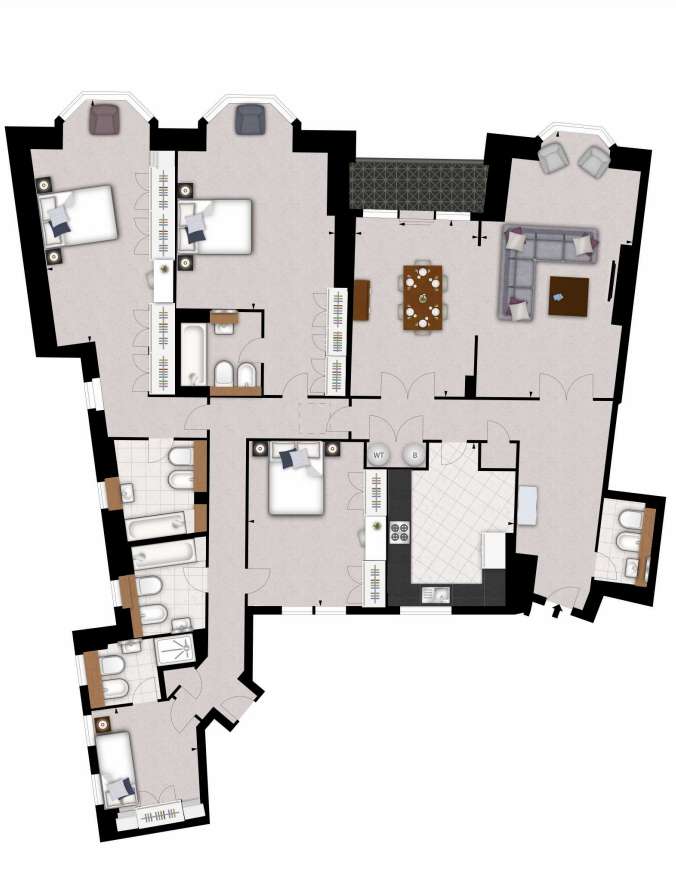 4 bedroom penthouse apartment to rent - floorplan