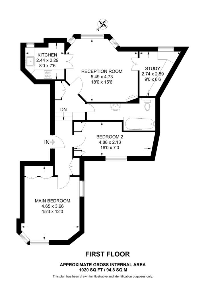 2 bedroom flat to rent - floorplan