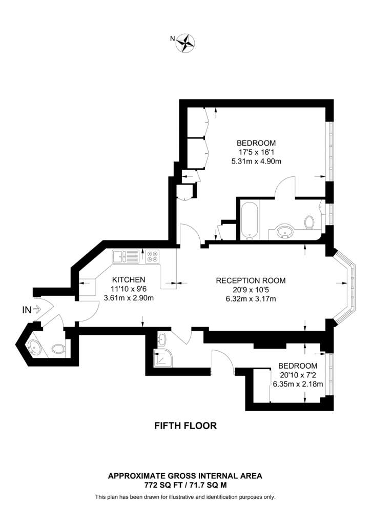 2 bedroom flat to rent - floorplan