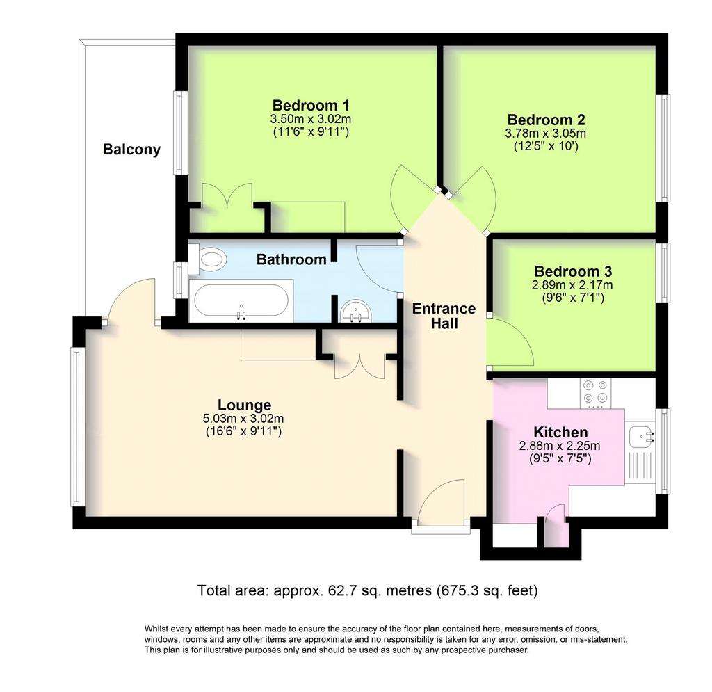 3 bedroom flat for sale - floorplan