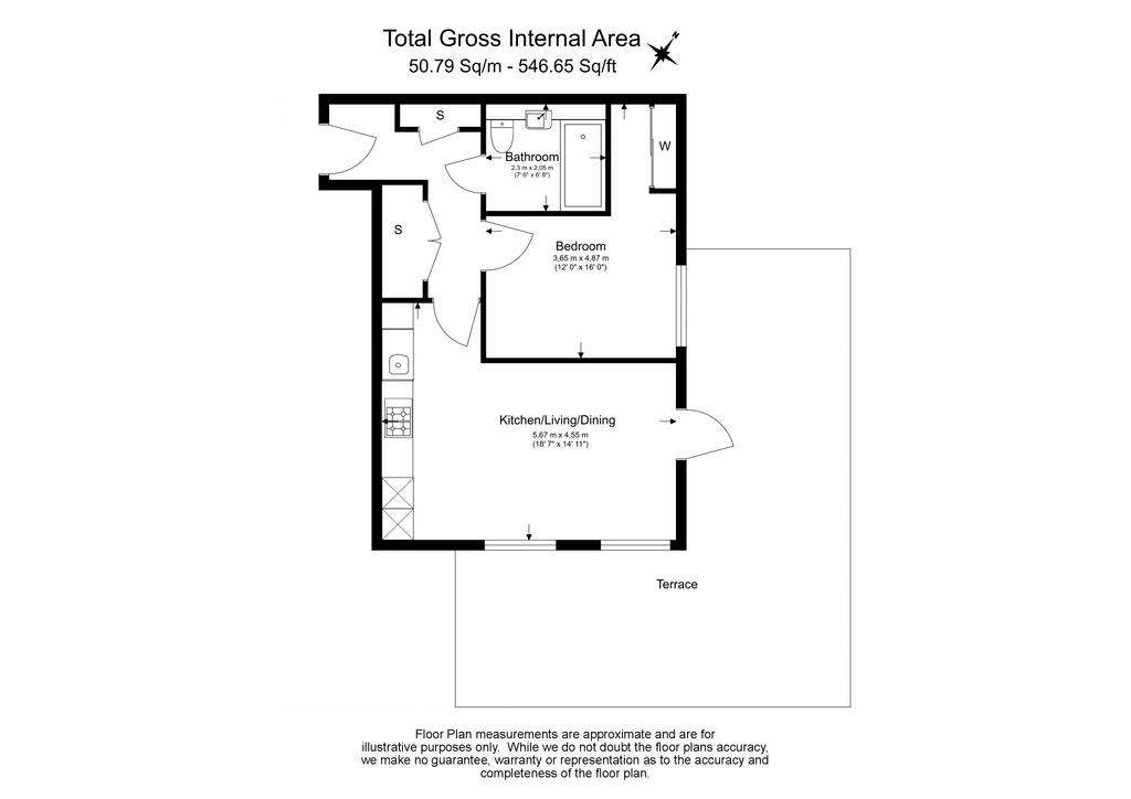 1 bedroom flat to rent - floorplan