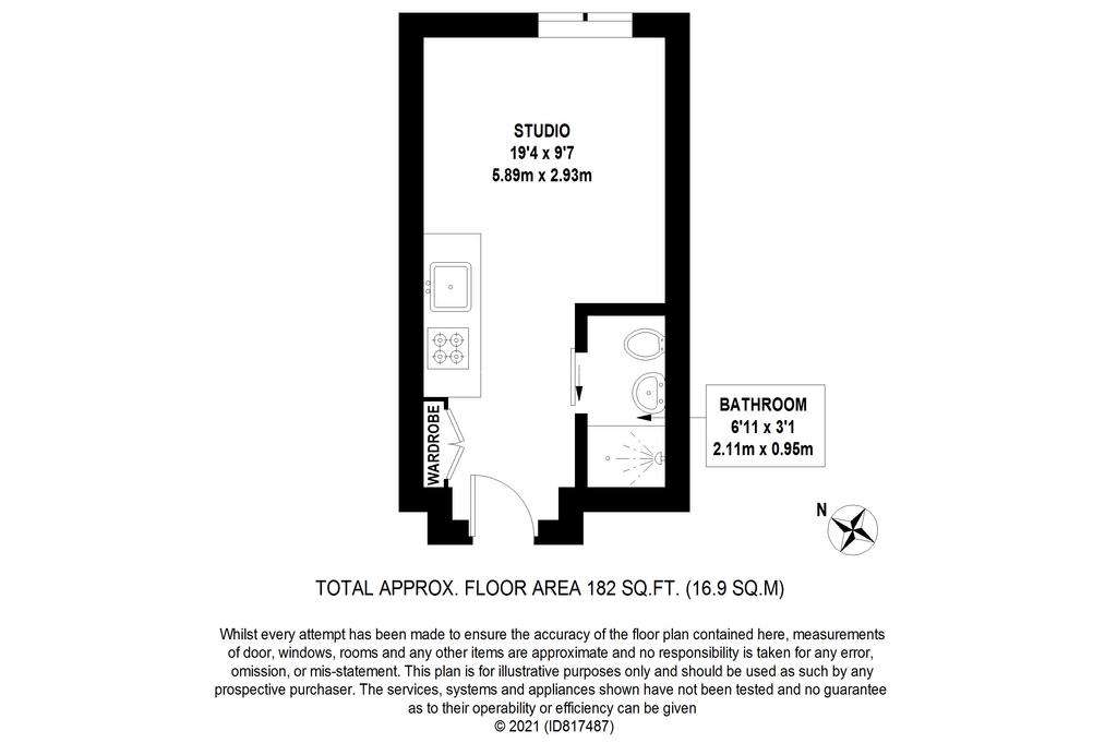 Studio flat to rent - floorplan