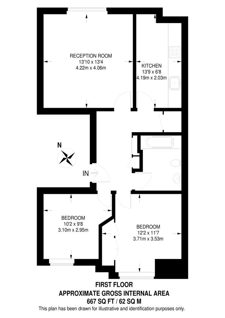 2 bedroom flat to rent - floorplan