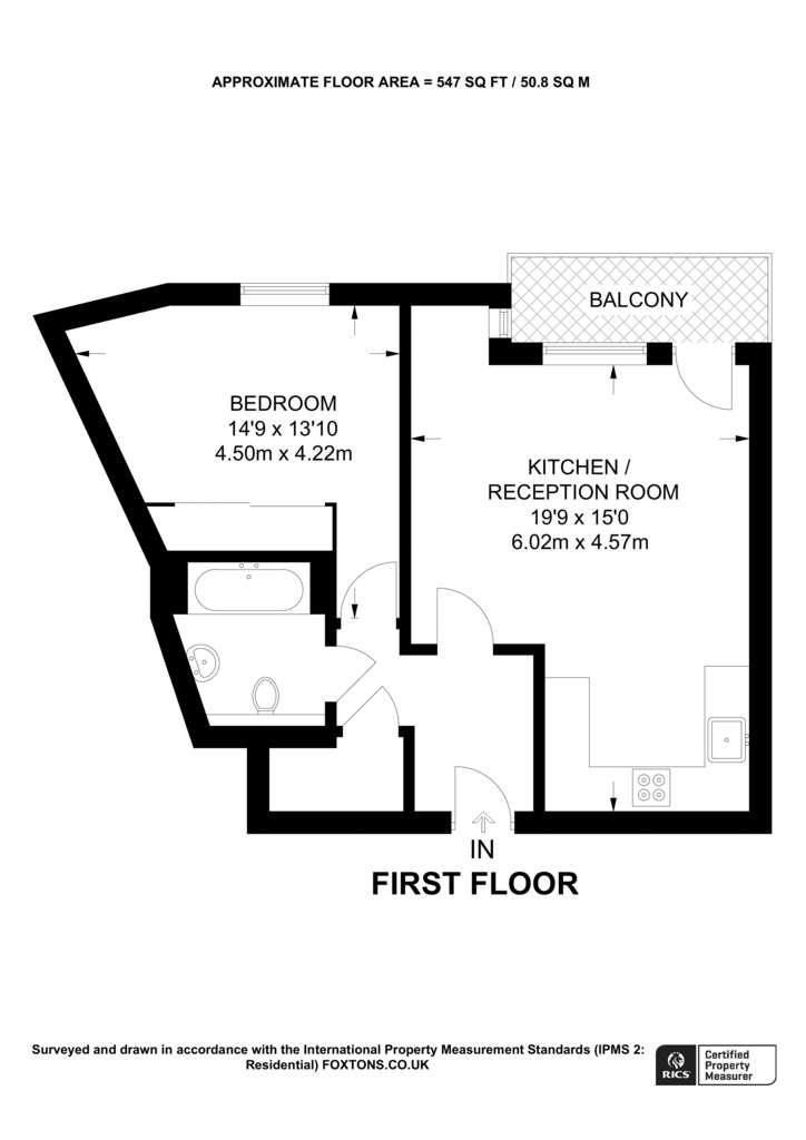 1 bedroom flat to rent - floorplan