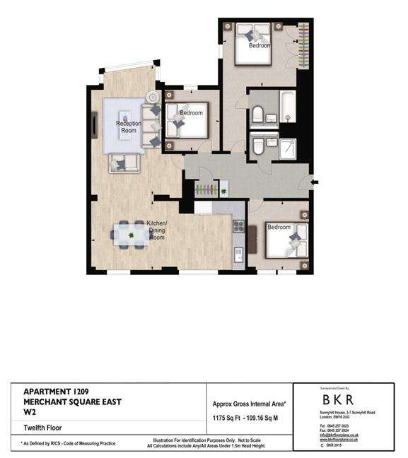 3 bedroom flat to rent - floorplan