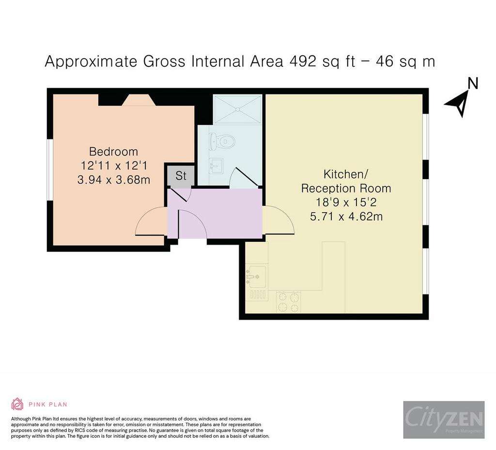 1 bedroom flat to rent - floorplan