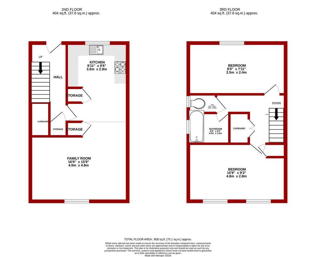 2 bedroom maisonette to rent - floorplan