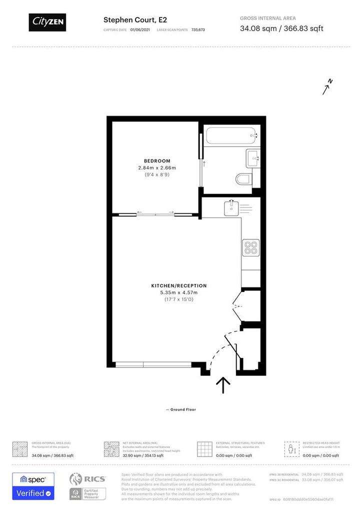 Studio flat to rent - floorplan