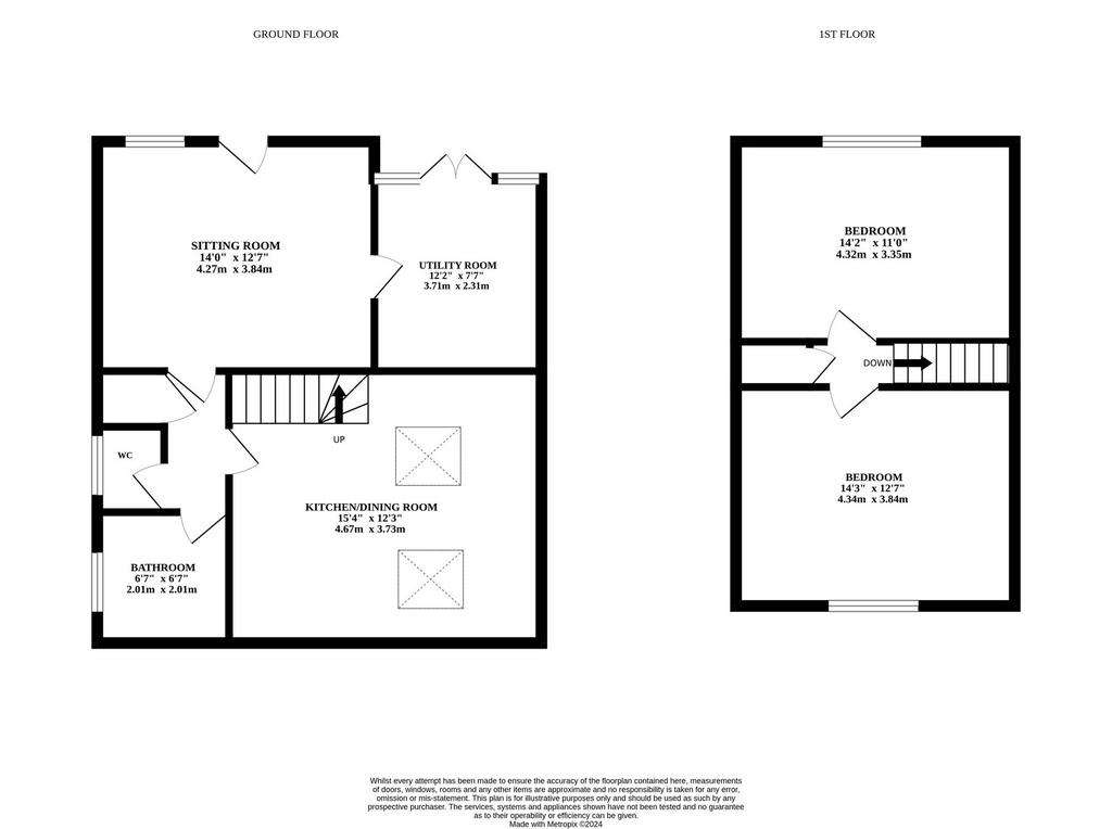 2 bedroom detached house for sale - floorplan