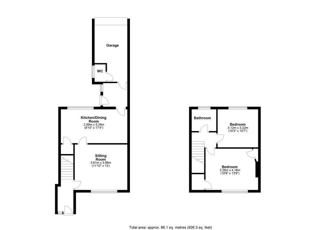 2 bedroom terraced house for sale - floorplan