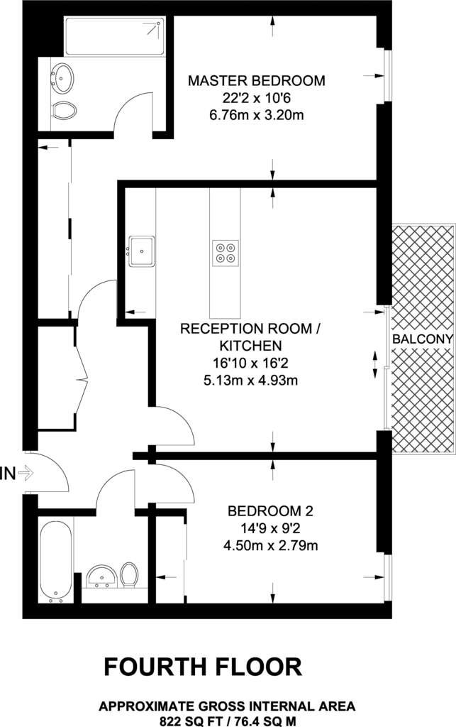 2 bedroom flat to rent - floorplan