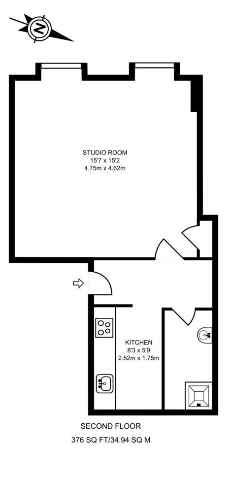 Studio flat to rent - floorplan