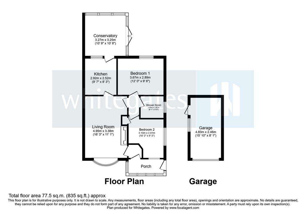 2 bedroom bungalow for sale - floorplan