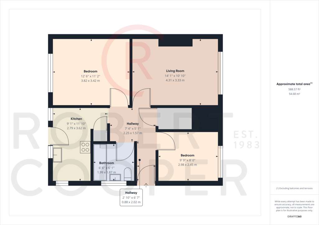 2 bedroom flat to rent - floorplan