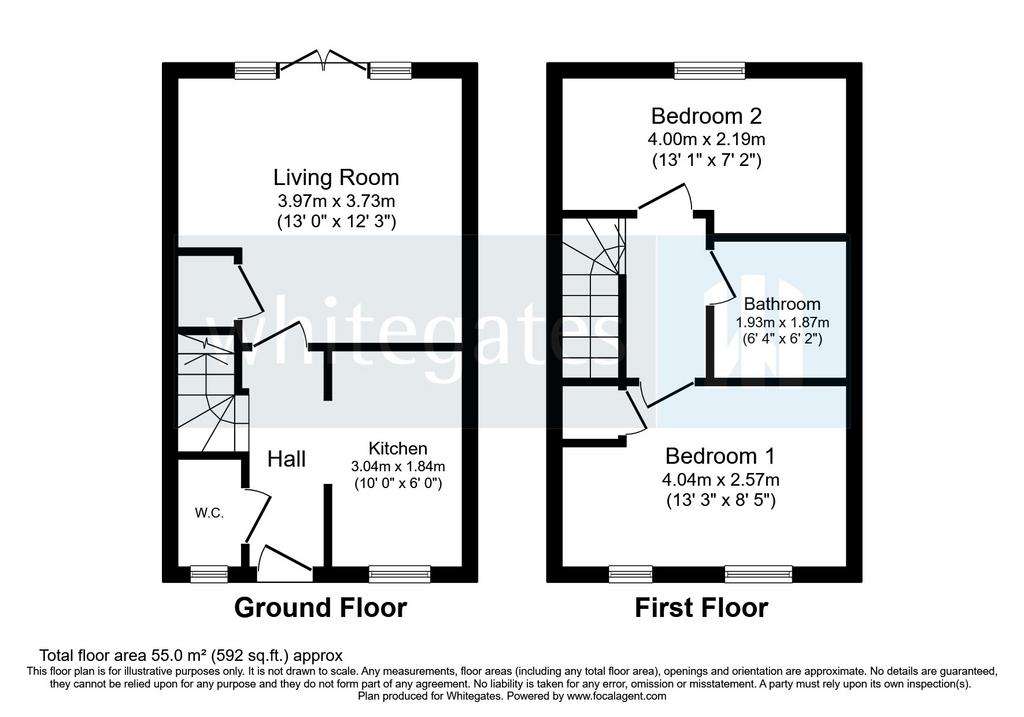 2 bedroom terraced house for sale - floorplan