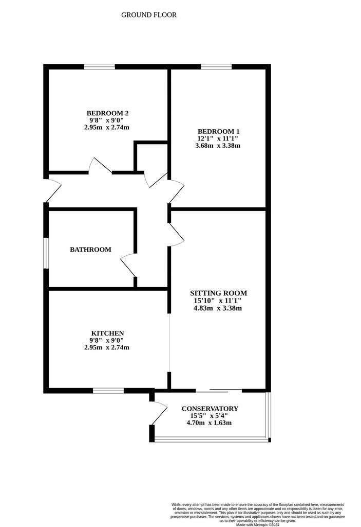 2 bedroom semi-detached bungalow for sale - floorplan