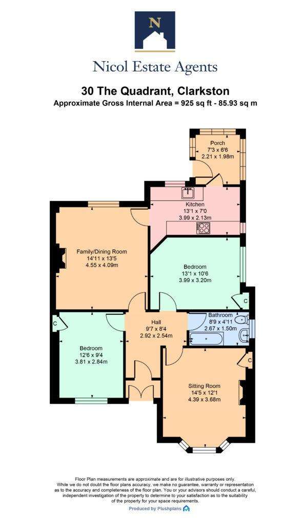 2 bedroom detached bungalow for sale - floorplan