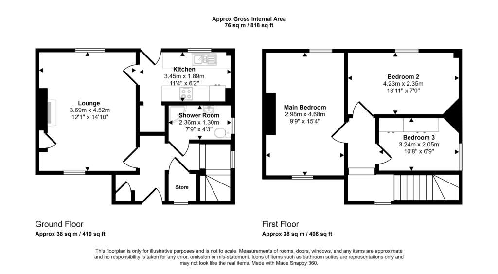 3 bedroom semi-detached house for sale - floorplan