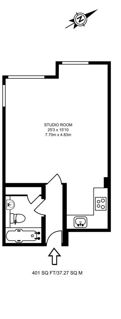 Studio flat to rent - floorplan