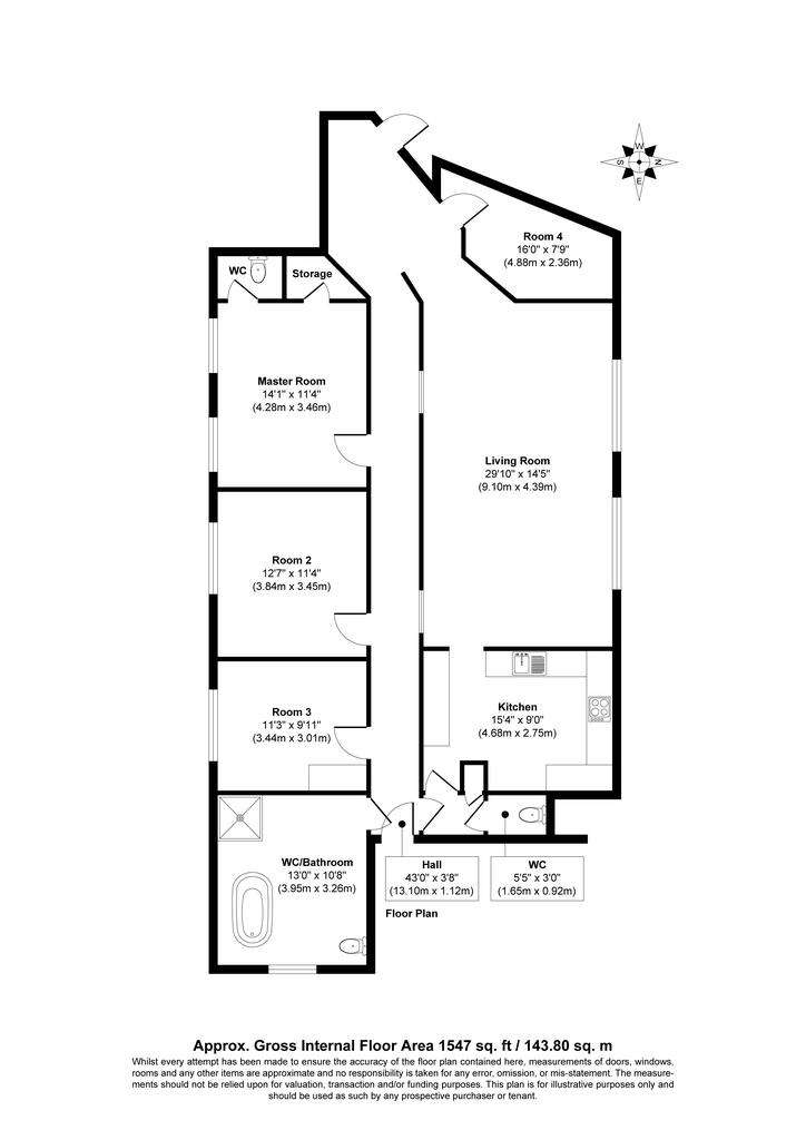 4 bedroom flat to rent - floorplan