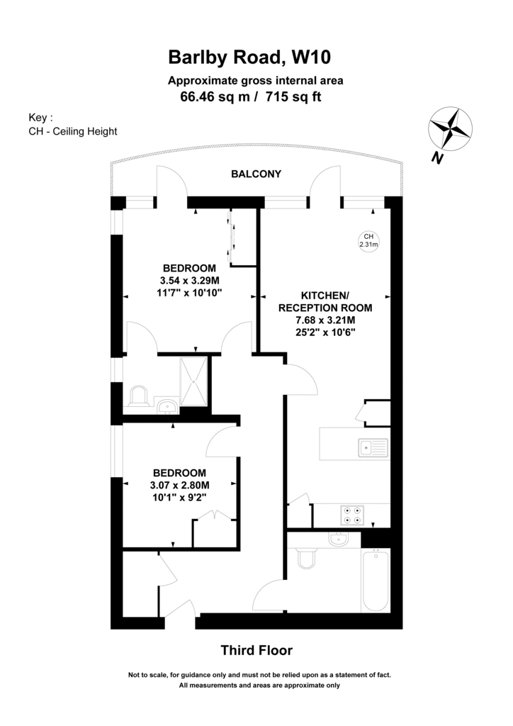 2 bedroom flat to rent - floorplan