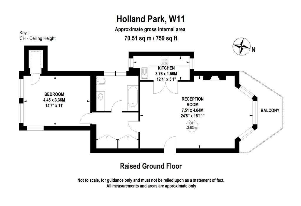 1 bedroom flat to rent - floorplan