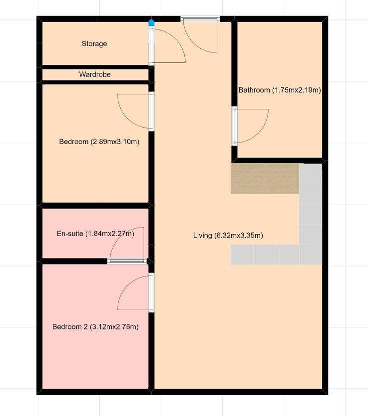 2 bedroom flat to rent - floorplan