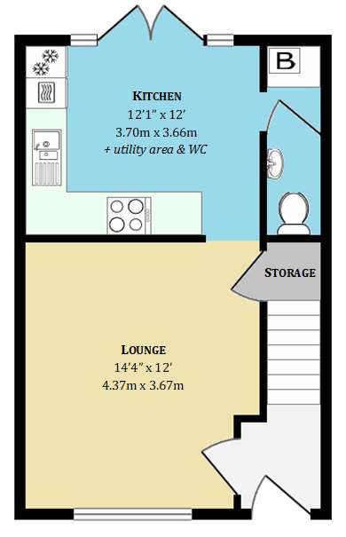 3 bedroom semi-detached house for sale - floorplan