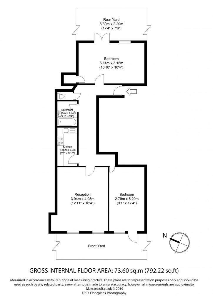 2 bedroom flat to rent - floorplan