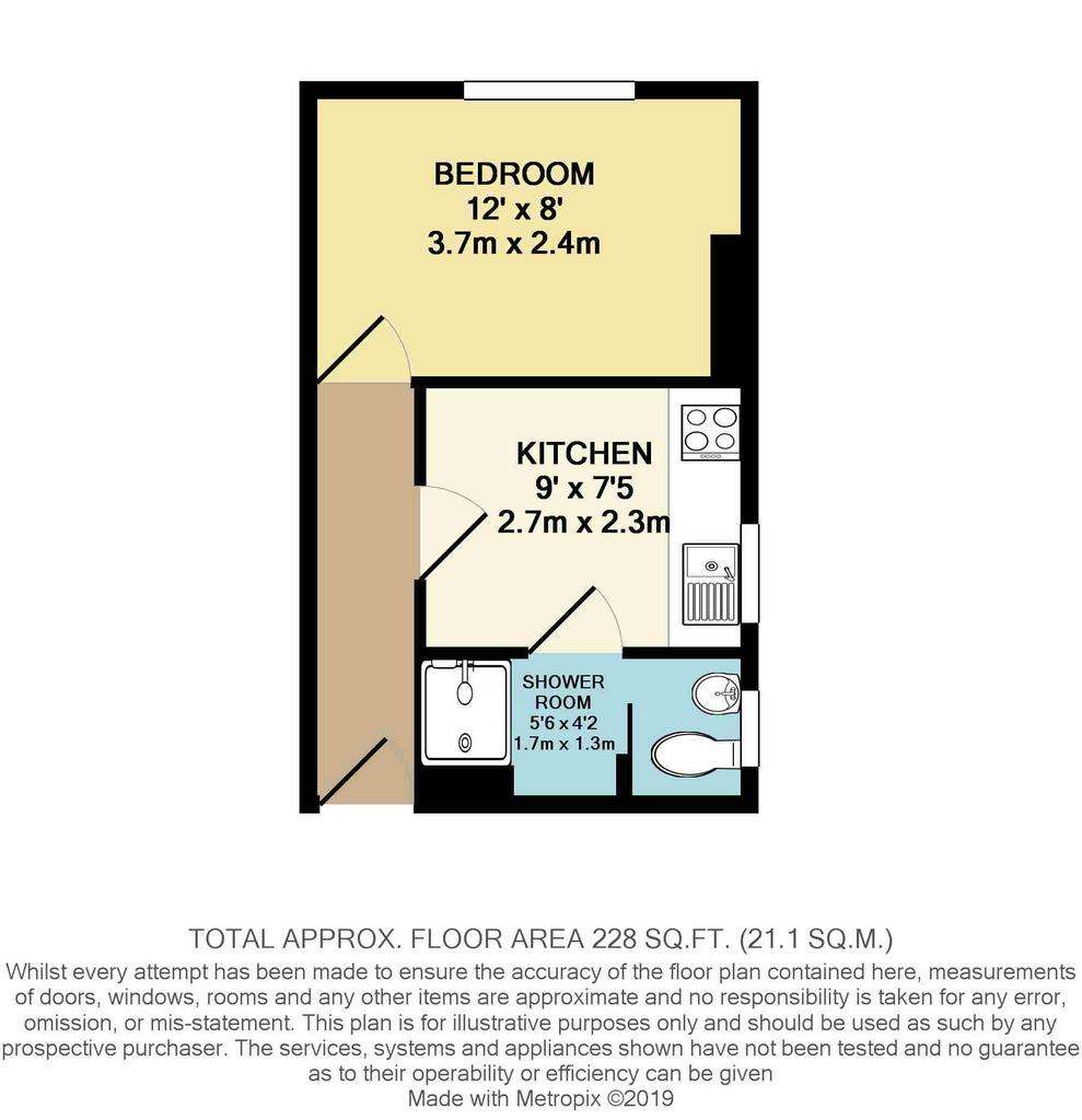 Studio flat to rent - floorplan