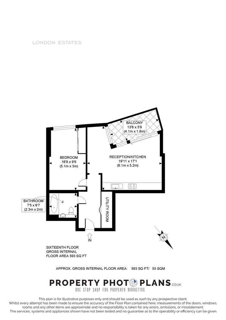 1 bedroom flat to rent - floorplan