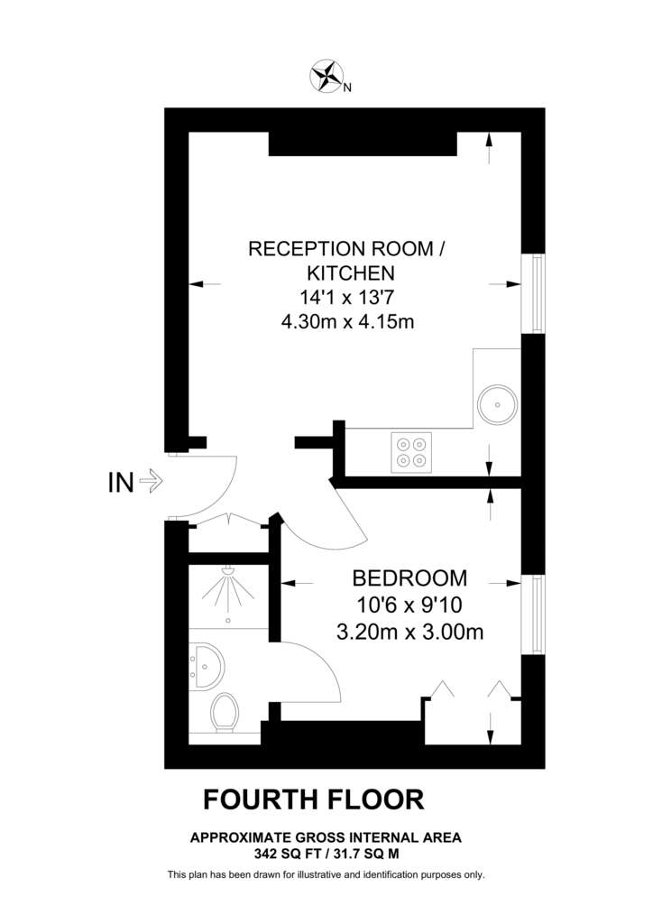 1 bedroom flat to rent - floorplan