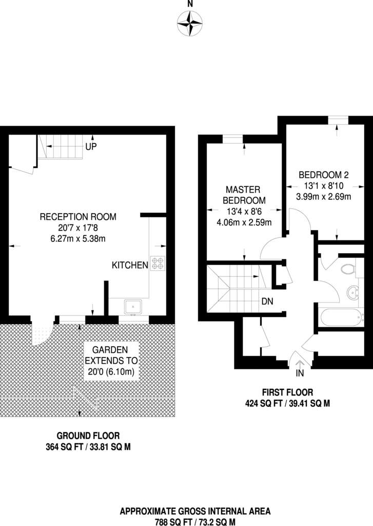 2 bedroom maisonette to rent - floorplan