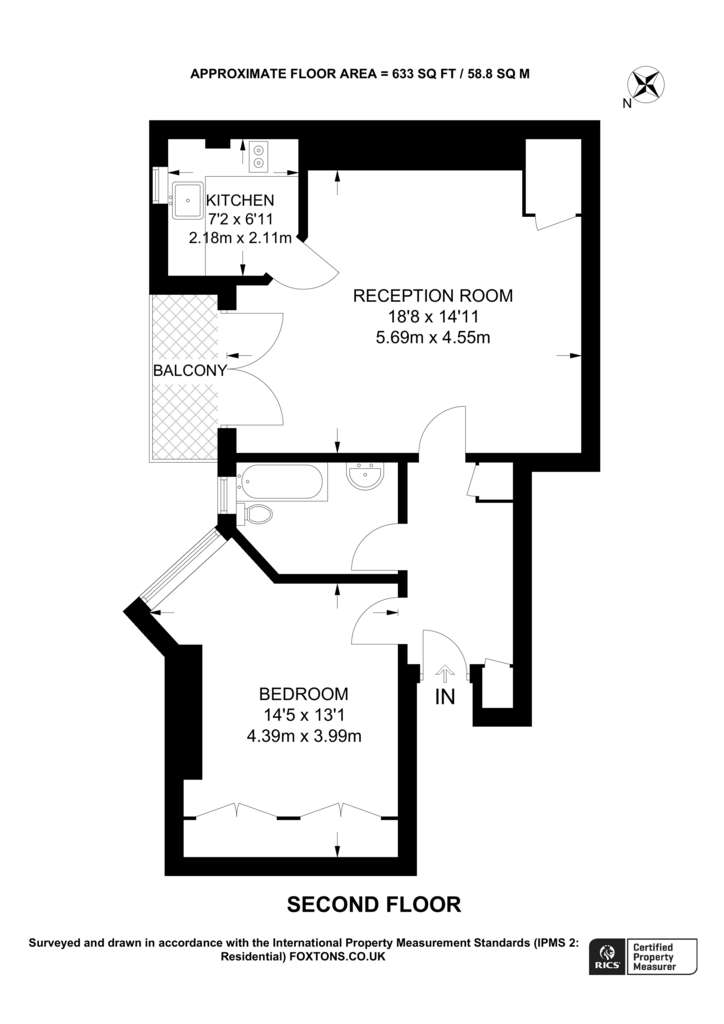 1 bedroom flat to rent - floorplan