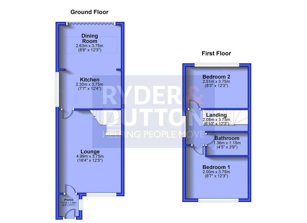 2 bedroom semi-detached house for sale - floorplan