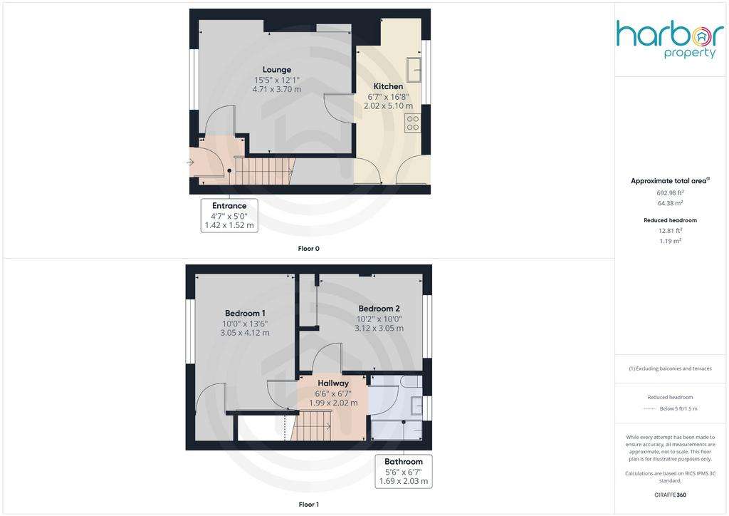 2 bedroom terraced house for sale - floorplan