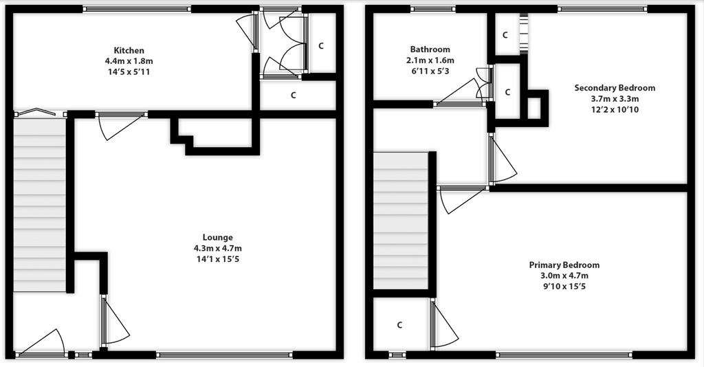 2 bedroom end of terrace house for sale - floorplan