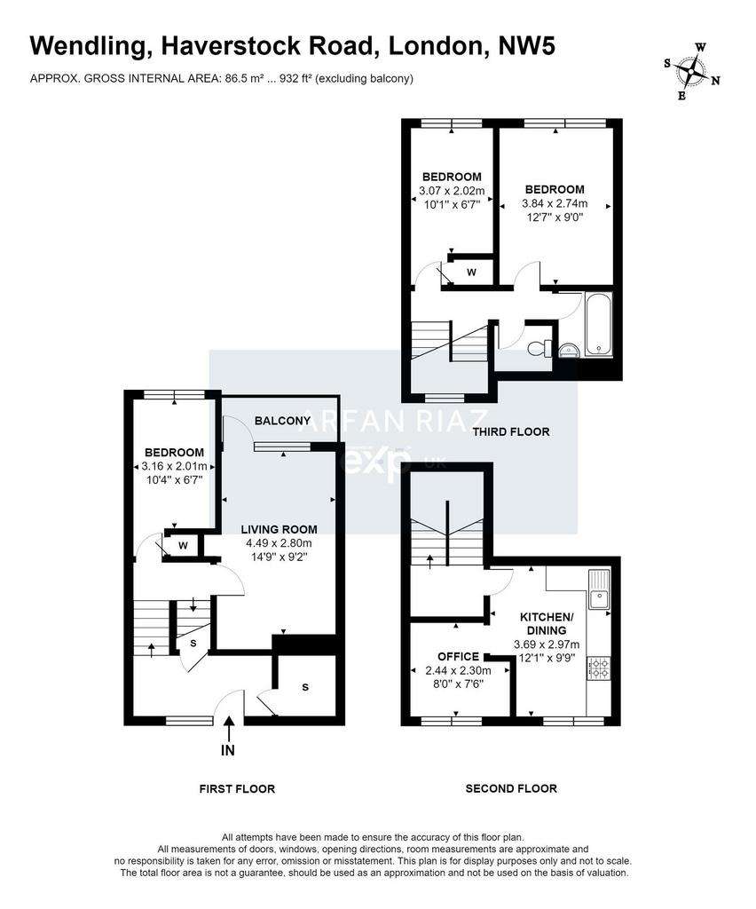 3 bedroom flat to rent - floorplan