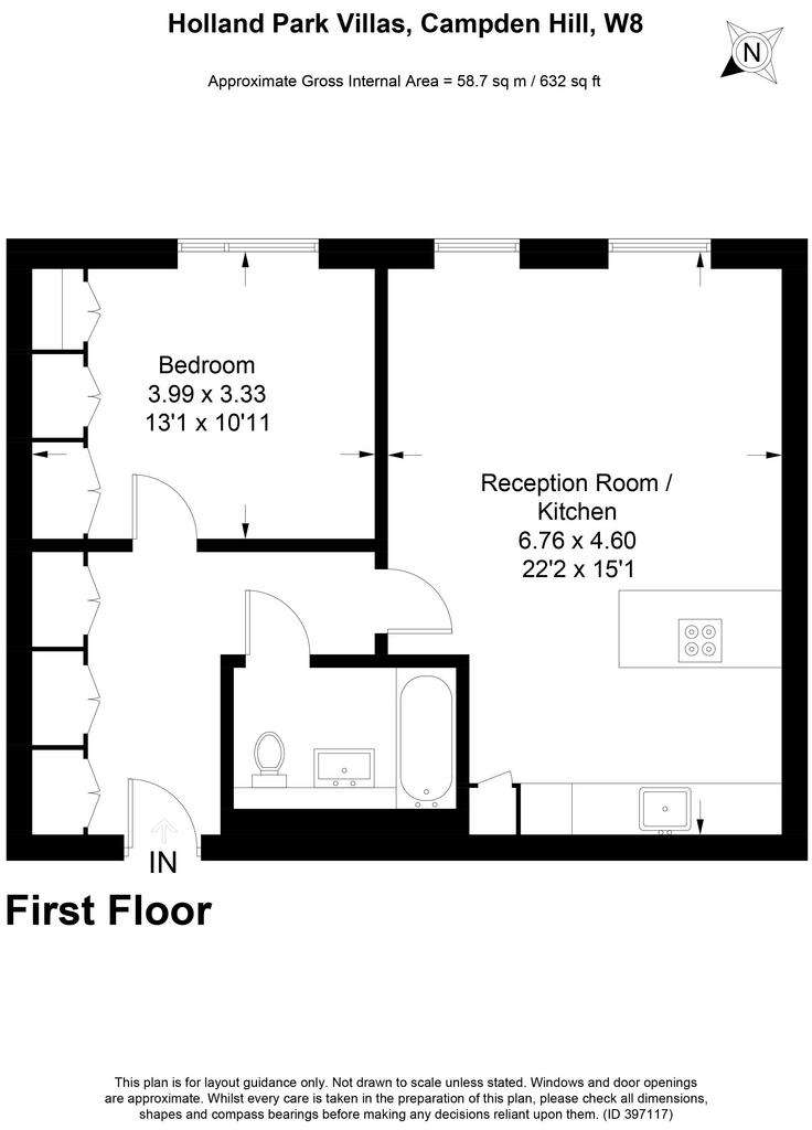 1 bedroom flat to rent - floorplan