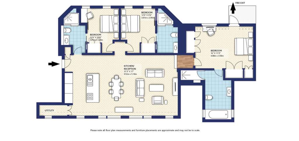 3 bedroom penthouse apartment to rent - floorplan