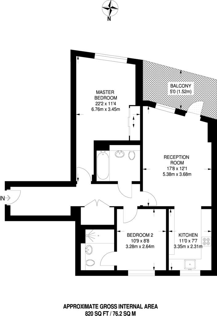 2 bedroom flat to rent - floorplan