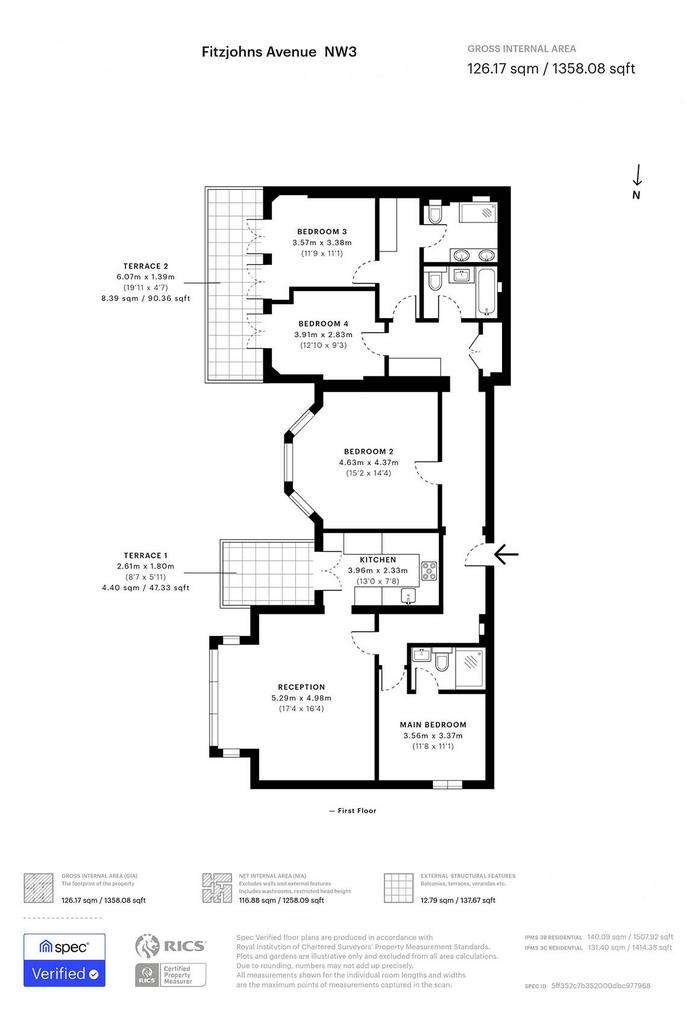 4 bedroom flat to rent - floorplan