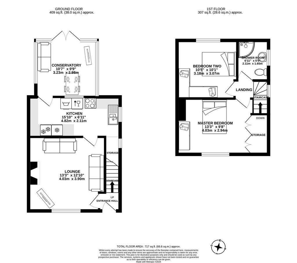 2 bedroom semi-detached house for sale - floorplan