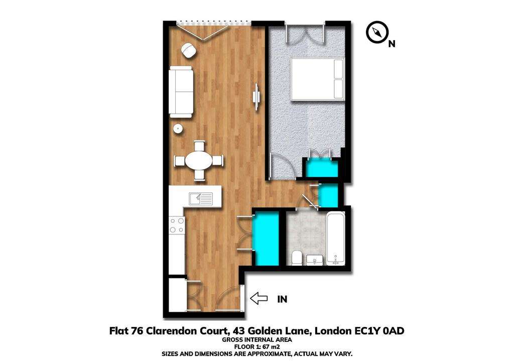 1 bedroom flat to rent - floorplan