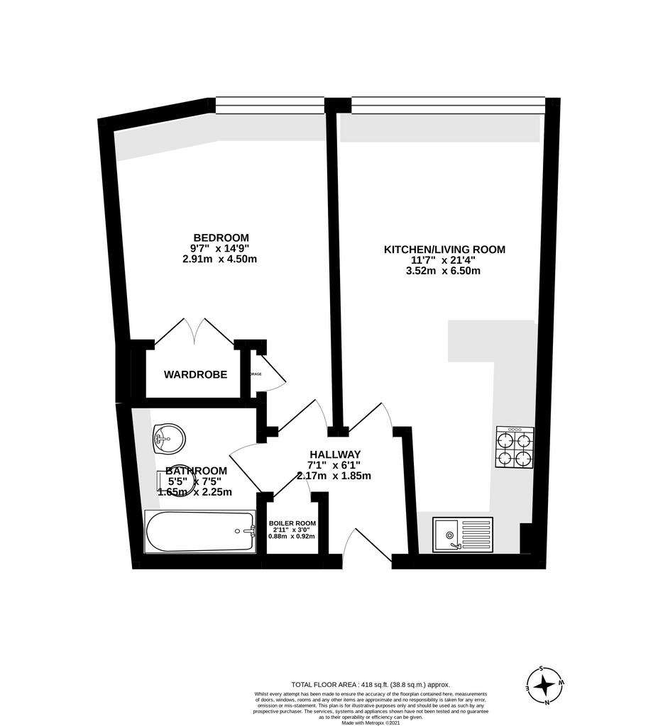 1 bedroom flat to rent - floorplan