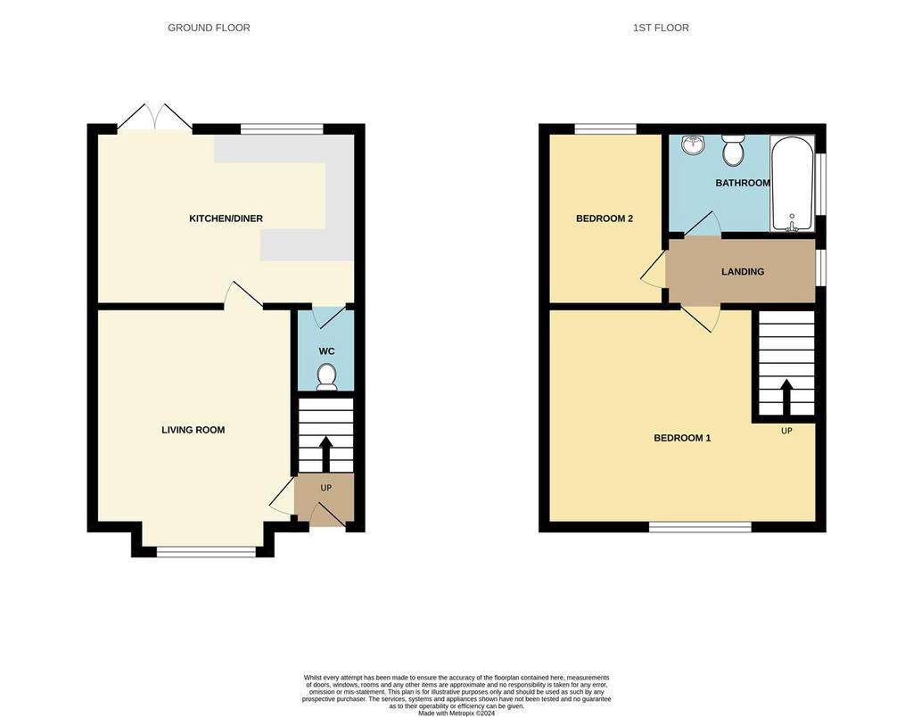 2 bedroom semi-detached house to rent - floorplan