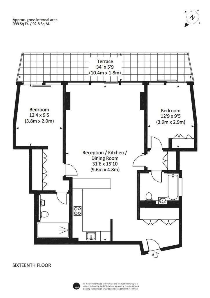 2 bedroom flat to rent - floorplan