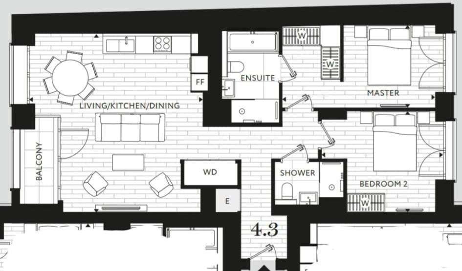 2 bedroom flat to rent - floorplan