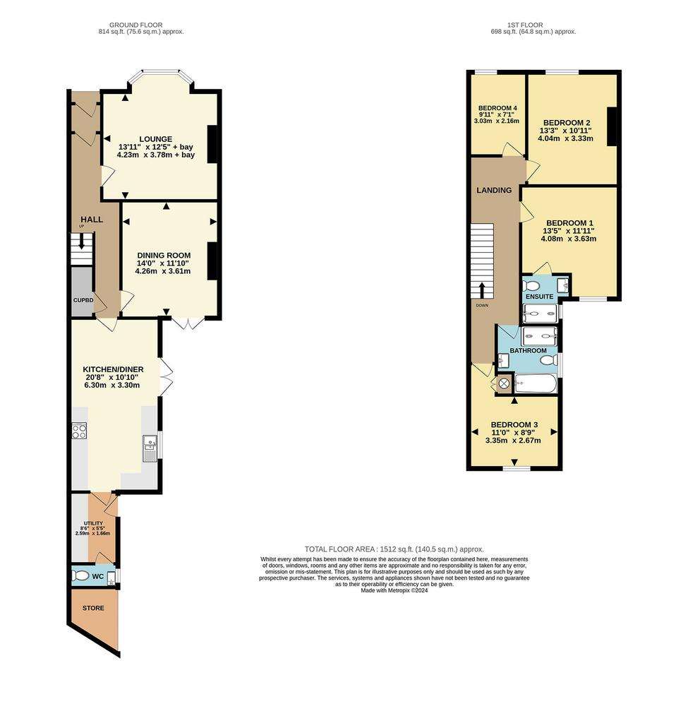 4 bedroom terraced house for sale - floorplan